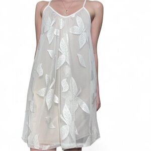 Love Fire White Floral Mesh Dress
